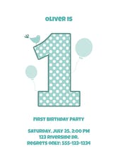 Dotted Digit 1 - Birthday Invitation